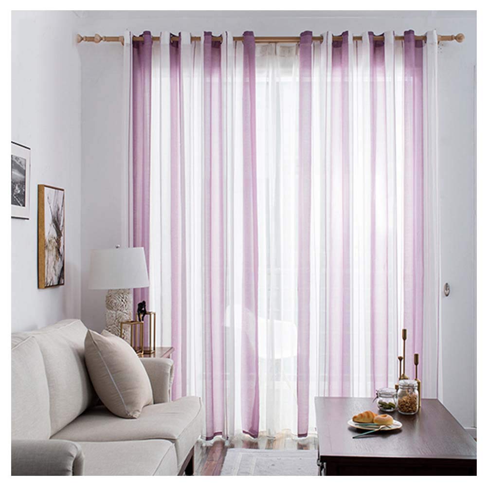 JupVierge 1 Panneau Rideau Voilage Blanc 140x240cm, Effet Lin Transparent d' Oeillets Panneaux de Rideau Voile et Draperies - Maison