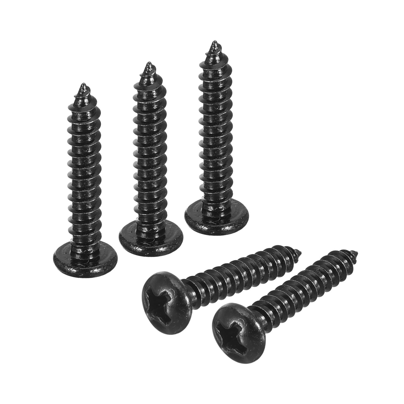 uxcell #6 x 3/4" Phillips Pan Head Self-Tapping Screw, 50pcs - 304 Stainless Steel Round Head Wood Screw Full Thread (Black)