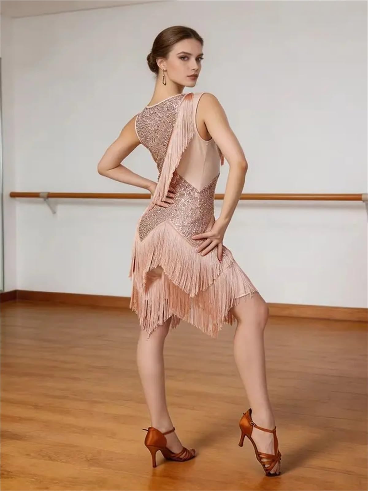 Latin-Tanzkleid mit Fransen Latein-Tanzkleid for Damen, Fransen, Pailletten, Flapper, Salsa, Tango, Ballsaal, Quastenkostüm für Aufführung
