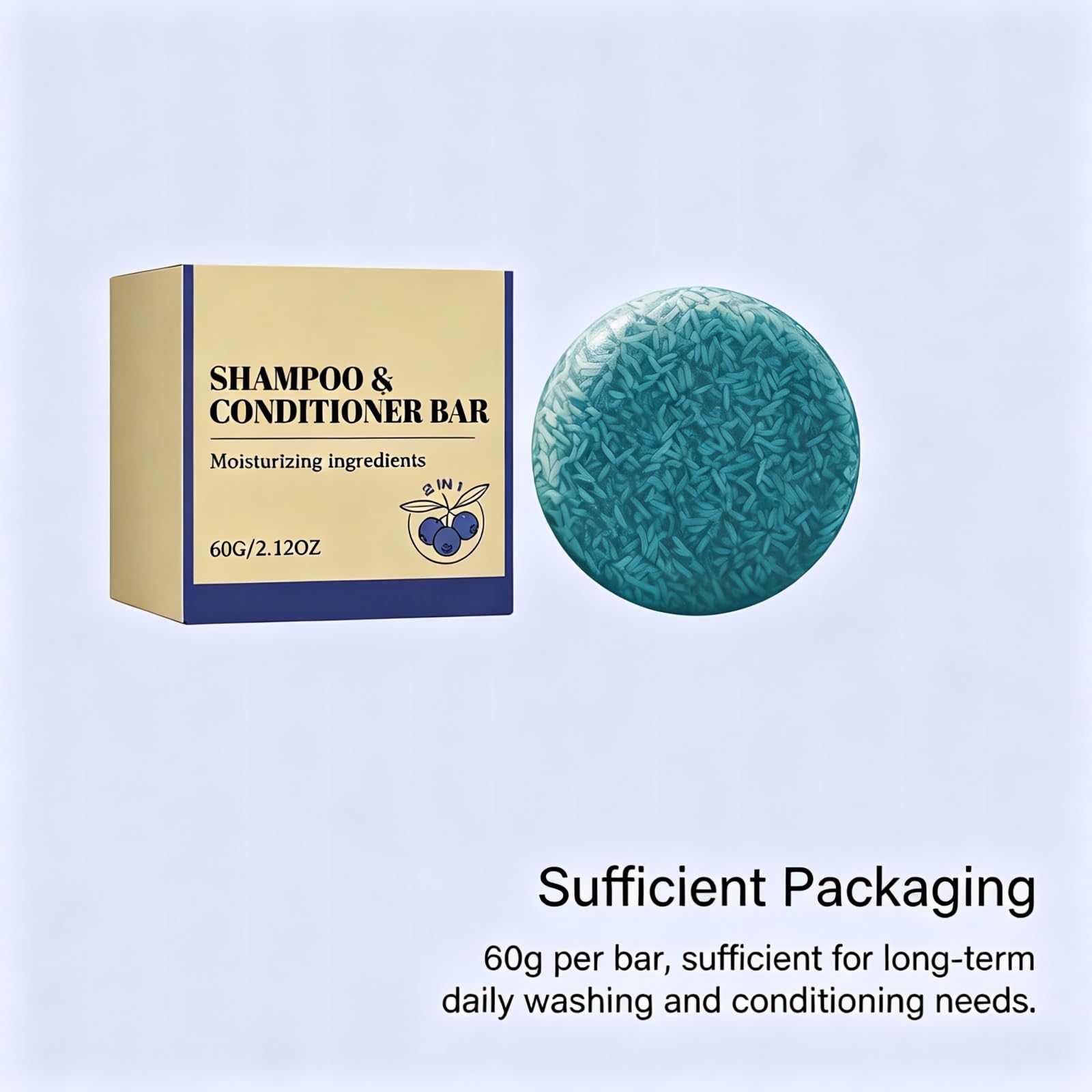 Blueberry Shampoo & Conditioner Bar, Sanft reinigende Shampoo Bar, Haarreiniger auf pflanzlicher Basis für trockenes lockiges Haar, glättet Frizz und gleicht die Kopfhaut aus (8pcs)