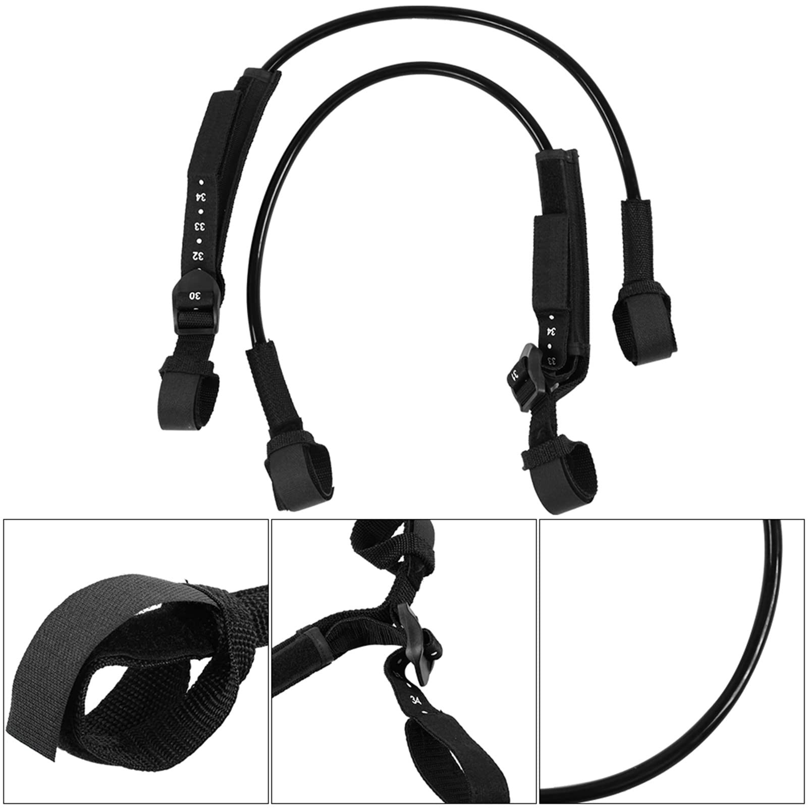 2pcs Windsurf Kabelbaum Leine, 28-34 Zoll Sicherheitswindsurf Seil Verstellbare Surfbrettlinien Schwarzes Surfzubehör für Wassersportarten