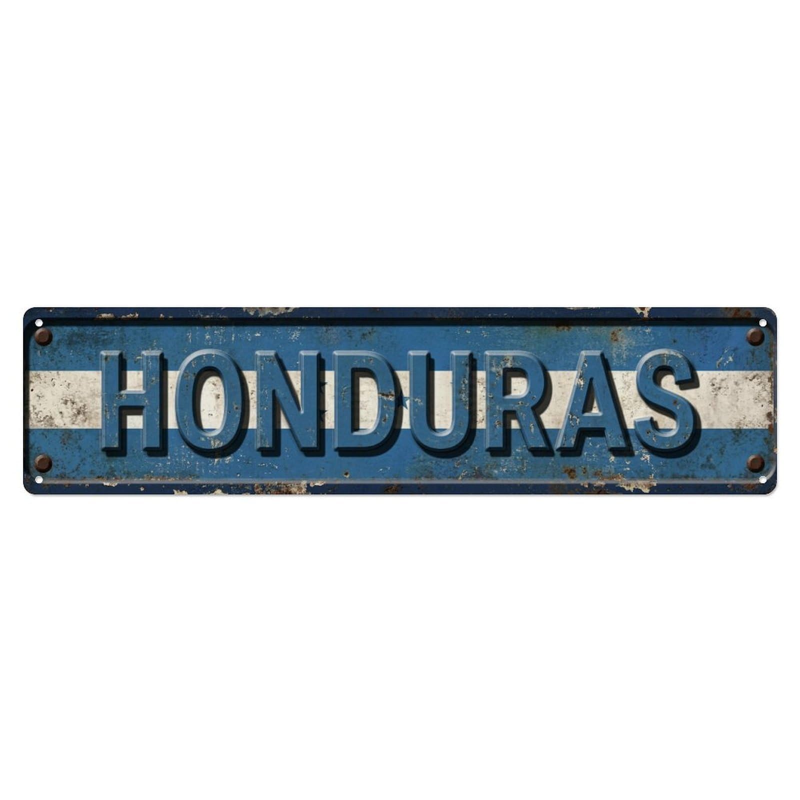 Metal Tin Sign Vintage Honduras Flag Pattern