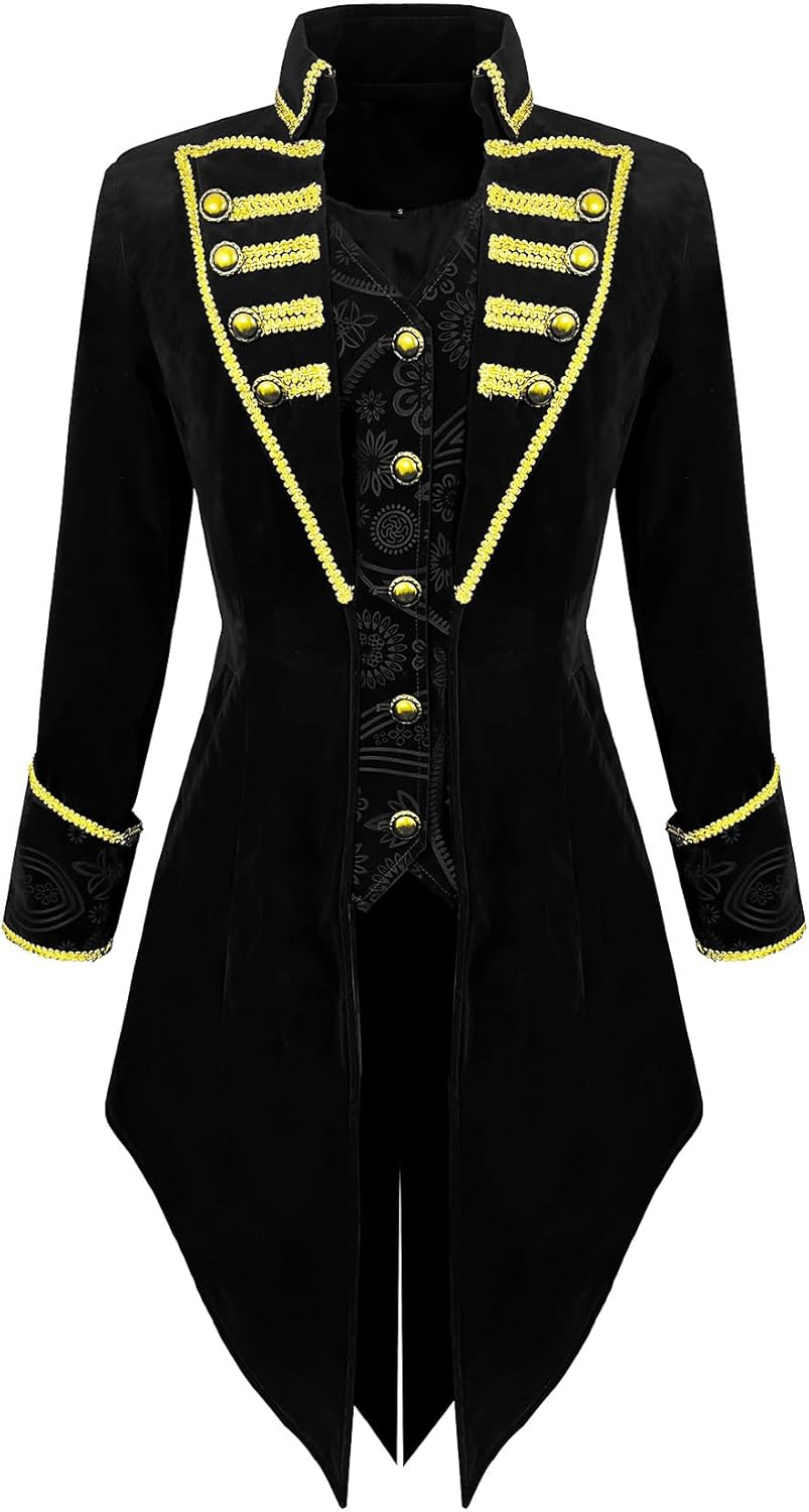 TZMAPU Women's medieval Renaissance Gothic coat Victorian Tailcoat pirate steampunk jacket