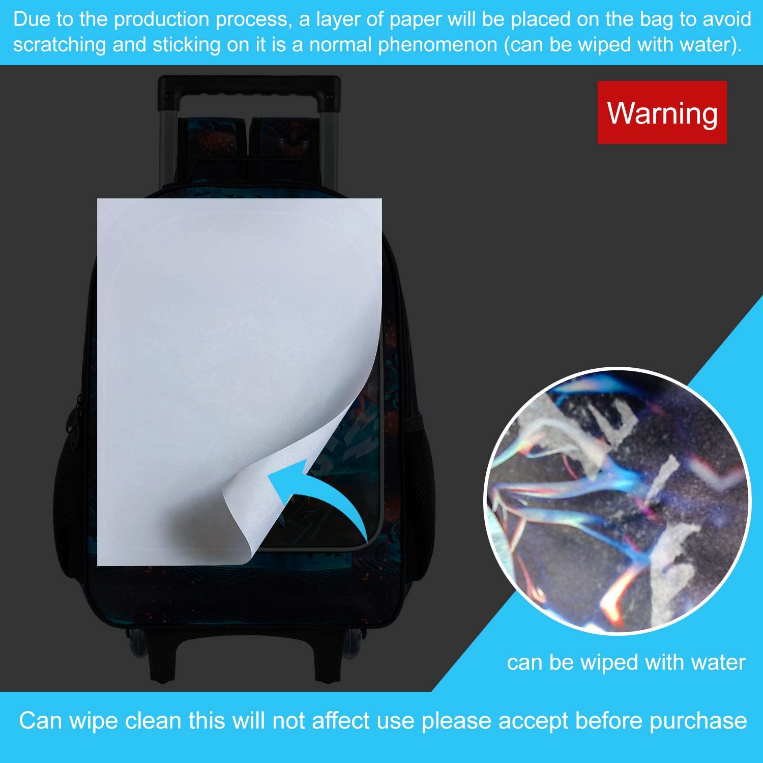 ZLYERT 3Pcs Cars Rolling Backpack for Boys, Kids School Backpacks with Wheels, Roller Bookbag with Lunch Box for Elementary Preschool(Black)