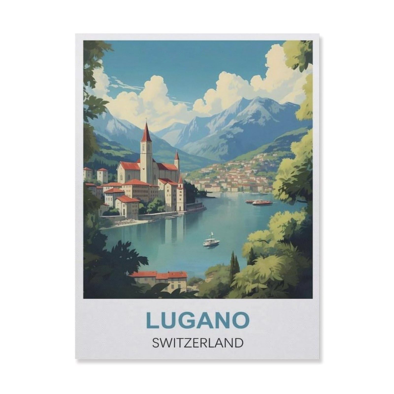 Vintage Art Metal Signs Funny Sign，Lugano Switzerland(15x30cm）