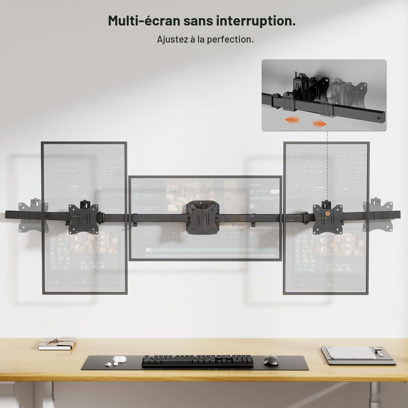 PUTORSEN Support Mural 3 Ecrans PC pour 17-27 Pouces