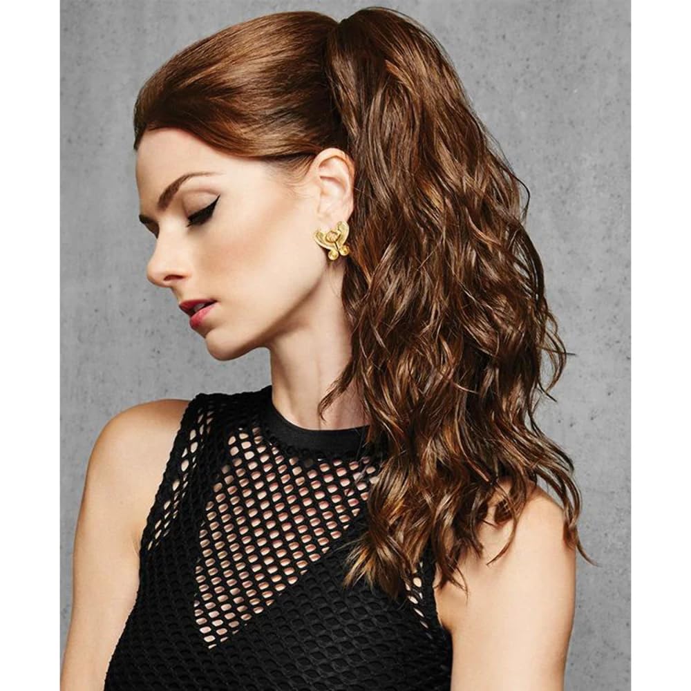 HairDo18" Simply Curly Ponytail Color R14/25 HONEY GINGER Hairpieces Claw Clip Pony Tru2Life Heat F