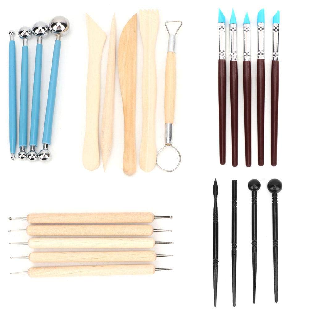 Kit di strumenti per scolpire l'argilla Strumenti per scolpire strumenti di ceramica Set di strumenti per scolpire l'argilla di modellazione di legno Kit per strumenti di arte professionale(23pcs