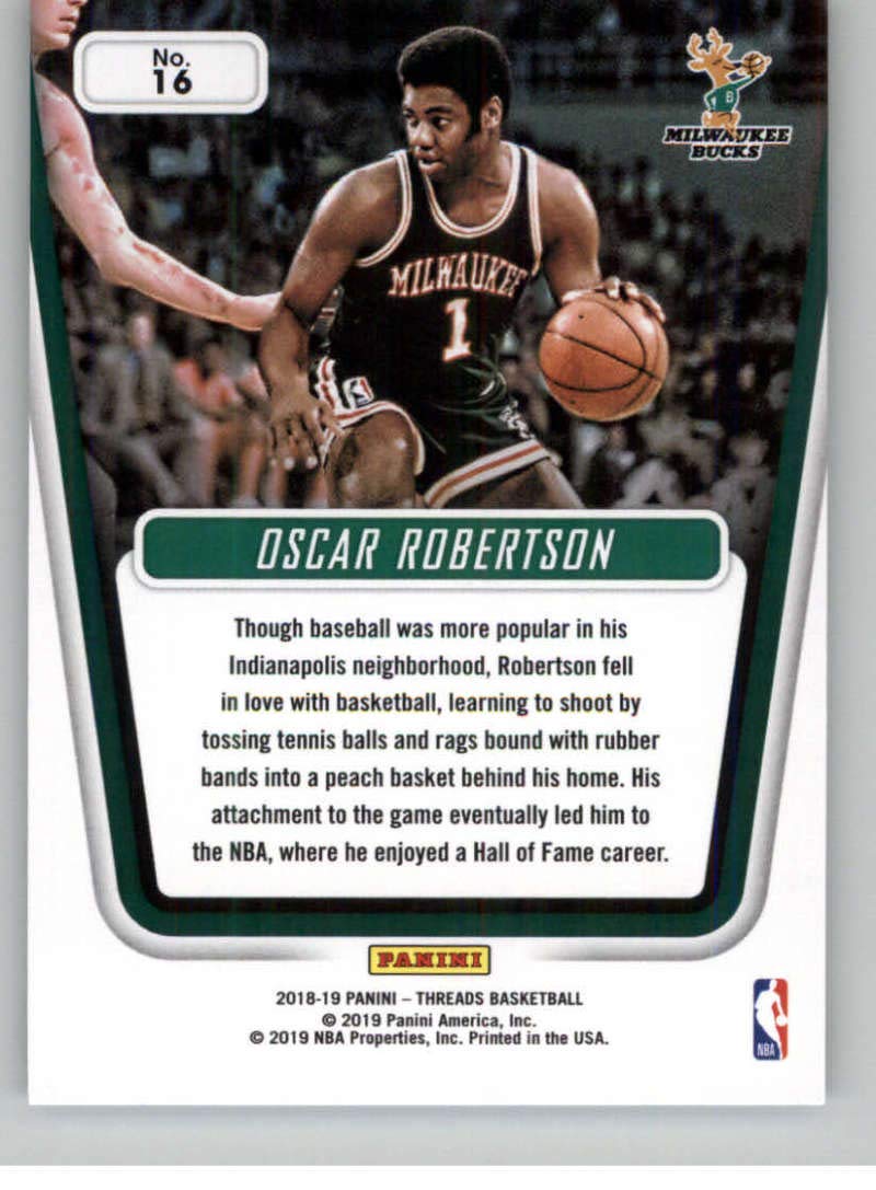 Amazon.com: 2018-19 NBA Threads Century Collection #16 Oscar Robertson  Milwaukee Bucks Official Panini Retail Basketball Card : Collectibles &  Fine Art