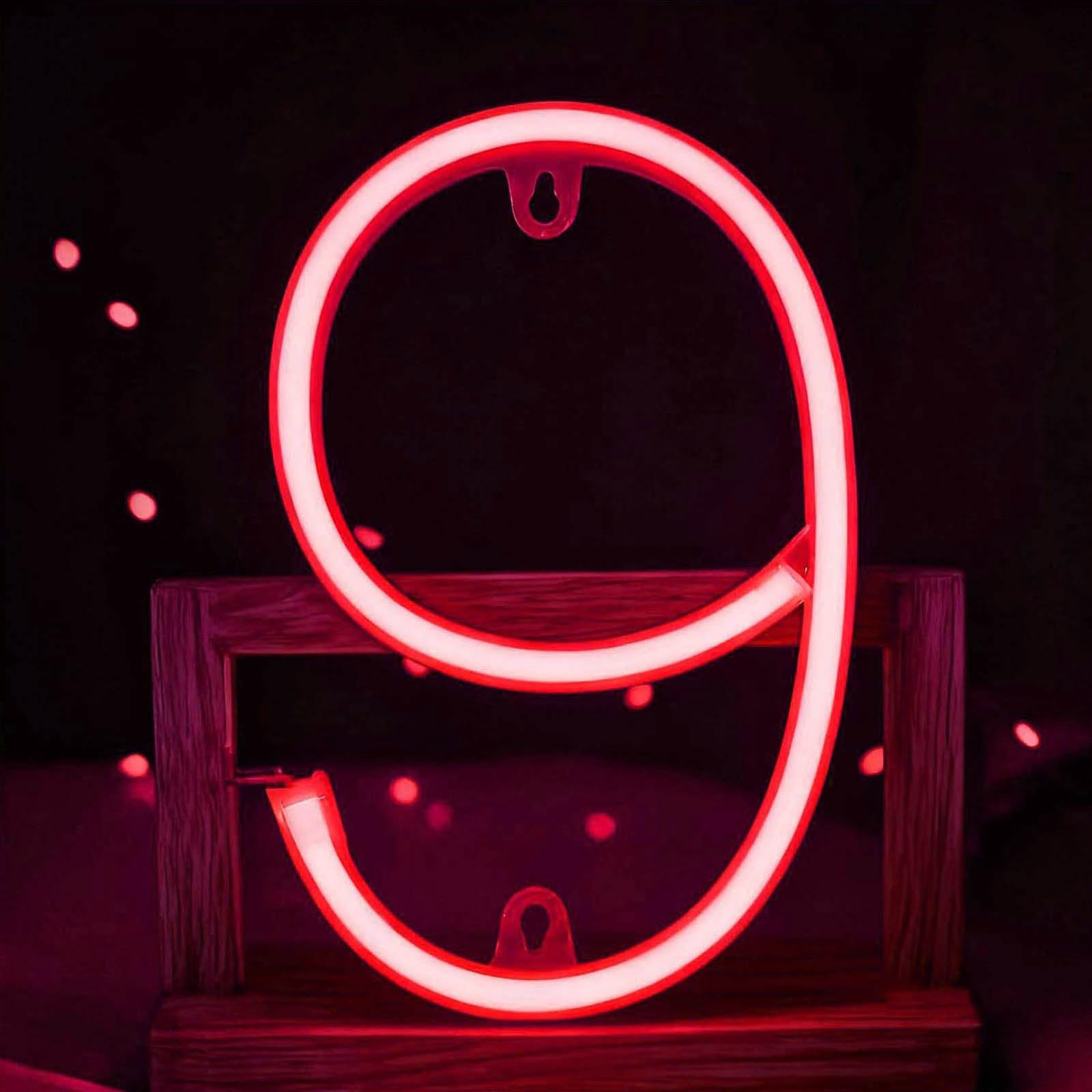 Professional Red Neon Digit Sign - Commercial Grade USB/Battery LED Lighting for Storefront, Exhibition, Event Display(No.9) — image 1