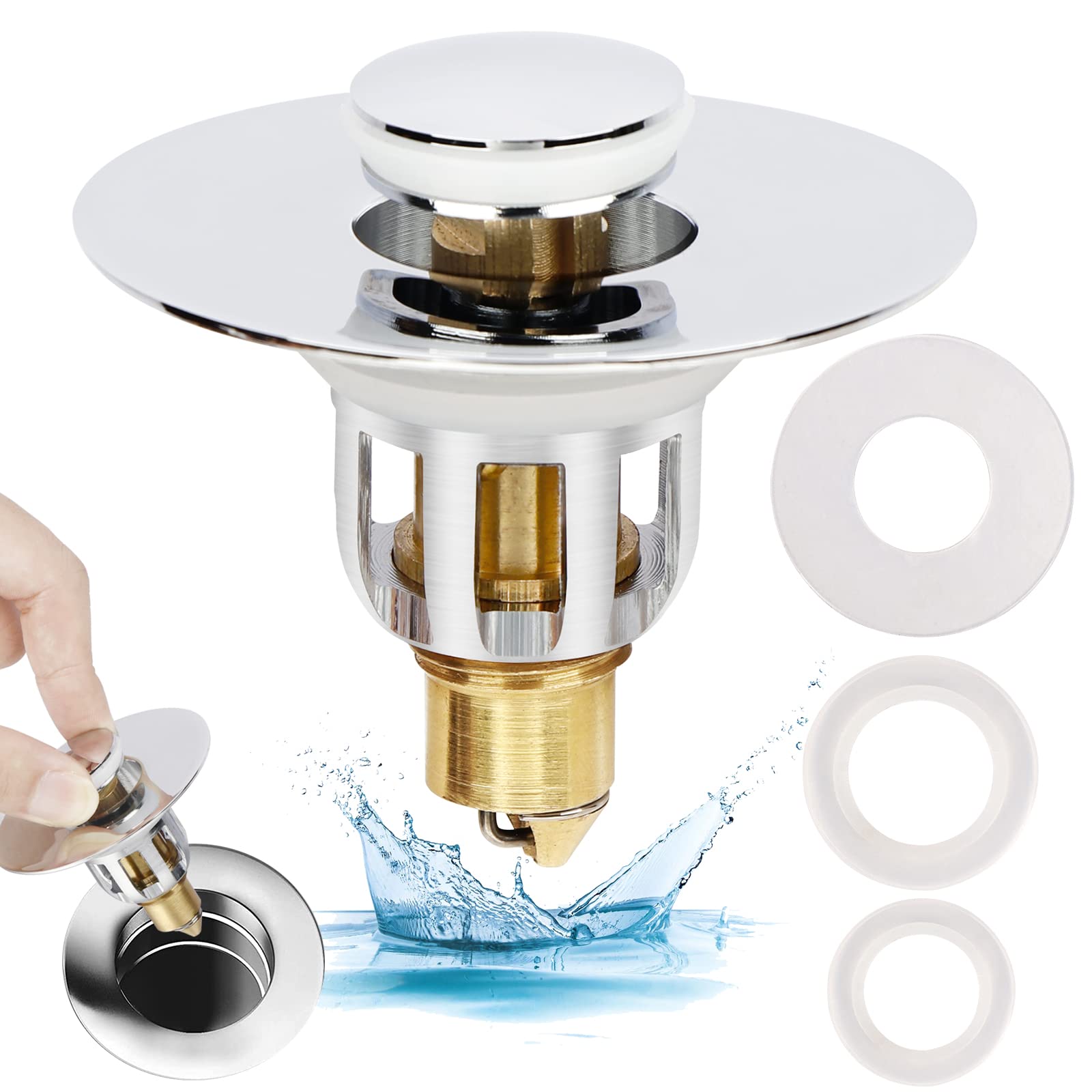 Buy AerWo Bathroom Sink Stopper Upgraded Stainless Steel, Pop Up Sink