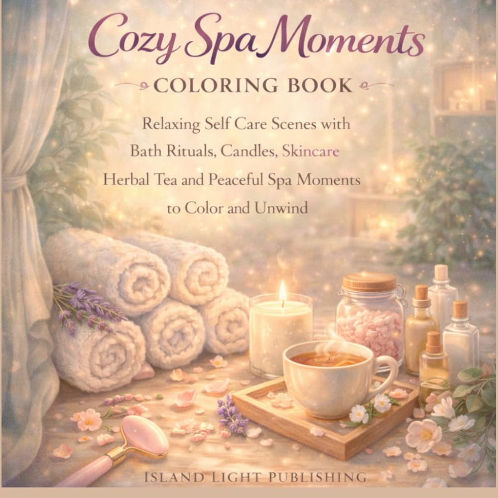Cozy Spa Moments Coloring Book for Adults: Relaxing Self Care Scenes with Bath Rituals, Candles, Skincare, Herbal Tea and Peaceful Spa Moments to Color and Unwind