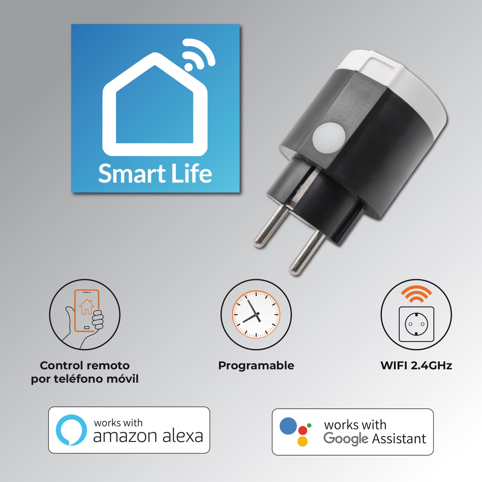 LED ATOMANT 4x WLAN Steckdose Außen Rund Schwarz 16A IP44 Smart Life App | Kompatibel mit Alexa und Google Assistant, Smart Life- und Tuya-App
