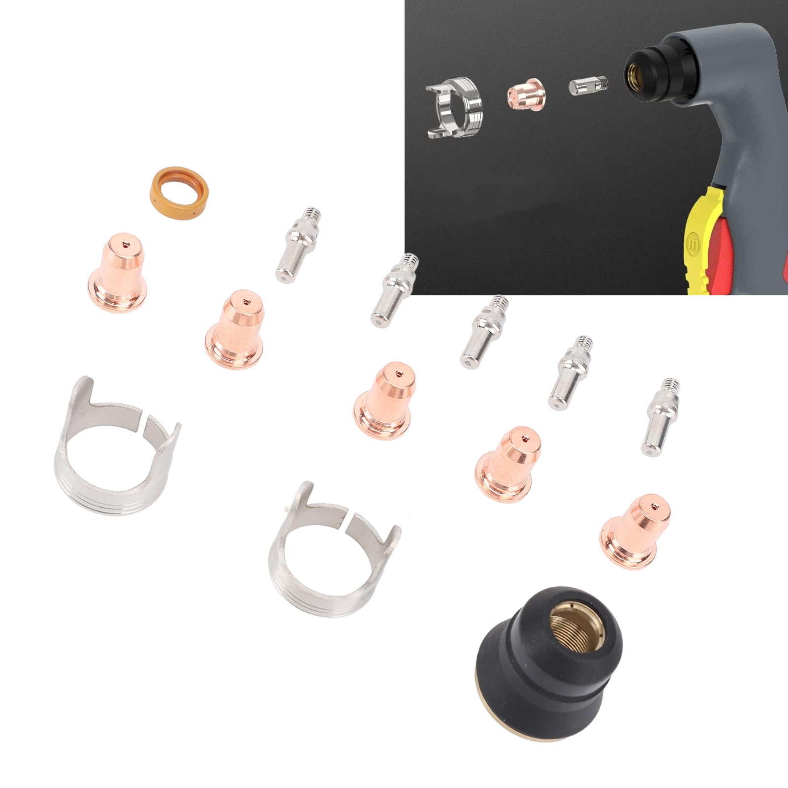 Yinhing 48-teiliges Verbrauchsmaterial-Set für IPT40-Elektroden, Düsen, Tassen, Abstandsführungen, Kompatibel mit 55DS Pro 65DS-Schneidemaschinen
