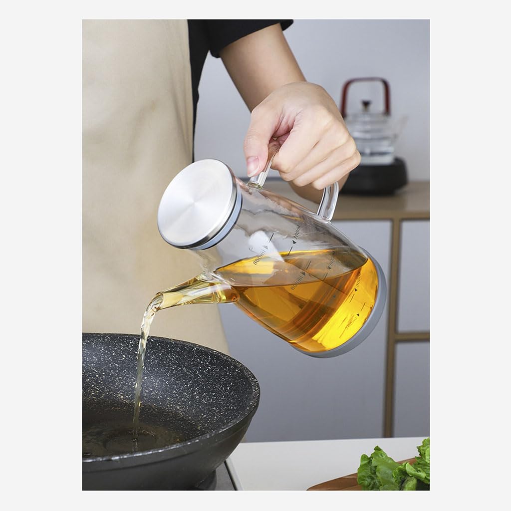 Küche mit Tankflaschen, Ölspenderflasche aus Glas, Sprühflasche for Öl und Flüssigkeiten aus Glas und Edelstahl(1000ML)