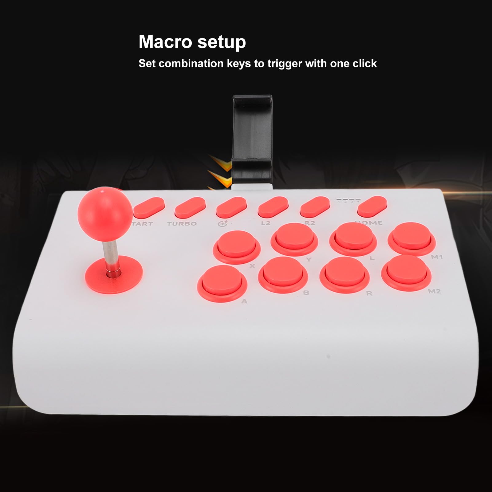 Fight Stick, Controlador Inalámbrico de Juegos de Lucha Bluetooth con Programación Turbo Macro, Joystick de Lucha Ergonómico para iOS, para Android, para para para