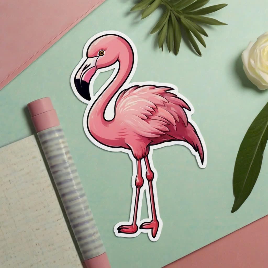 3Pcs Cute Pink Flamingo Sticker – Aesthetic Waterproof Vinyl Flamingo Decal for Laptop, Water Bottle, Journal, Car, Scrapbook, Tropical Animal Art Design QH2