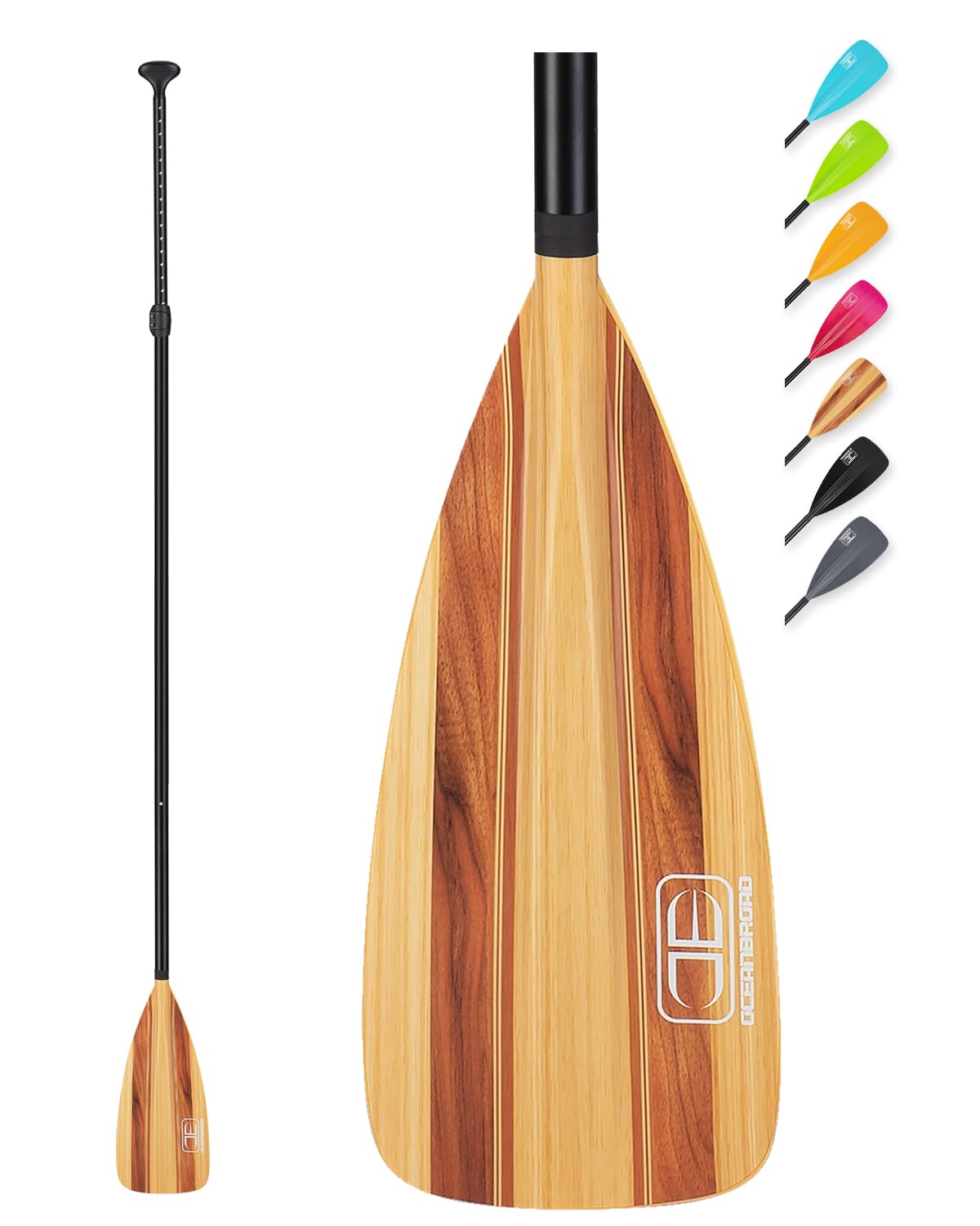 OCEANBROAD Pagaie de SUP – Stand Up Paddle réglable pour kayak, manche réglable en alliage d'aluminium avec lames en nylon renforcées