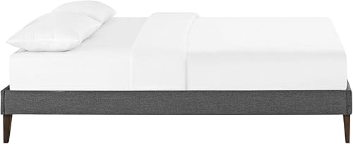 Miniatura 11 de Modway Sharon - Marco de cama de tela individual con patas cónicas cuadradas, color gris Gris,Celeste,Vinilo