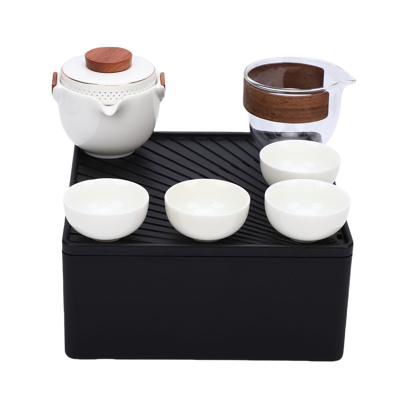 Zestaw do Chińskiej Herbaty Kung Fu, Ceramiczne Zestawy do Herbaty Kung Fu z 4 Filiżankami, Przenośny Chiński Zestaw do Herbaty Gongfu Porcelanowy Japoński Czajniczek