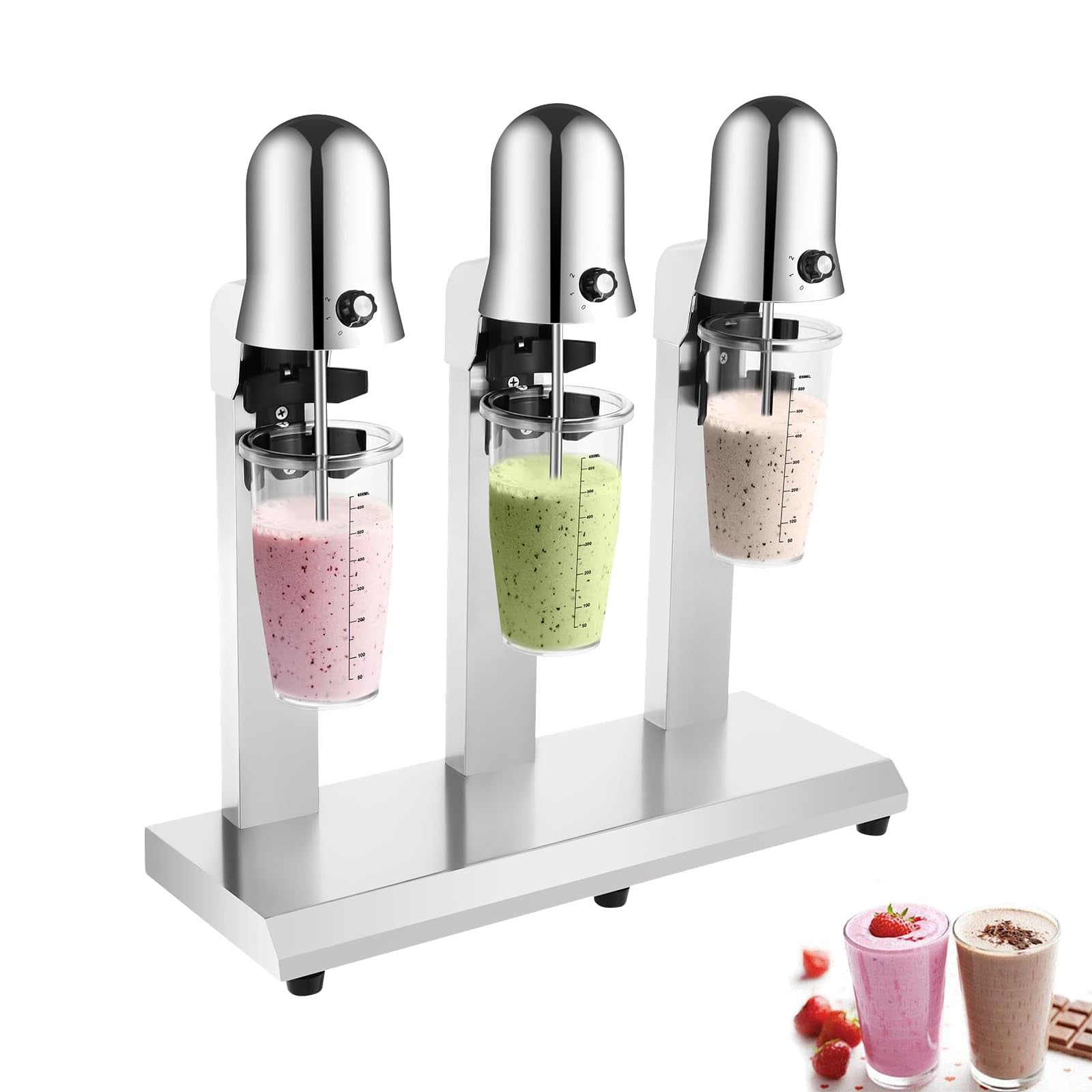 180W Electric Milkshake Maker, 110V 18000RMP Commercial Stainless Steel Drink Mixer Machine Smoothie Malt 2 Speed Adjustable Commercial Stand Milkshak