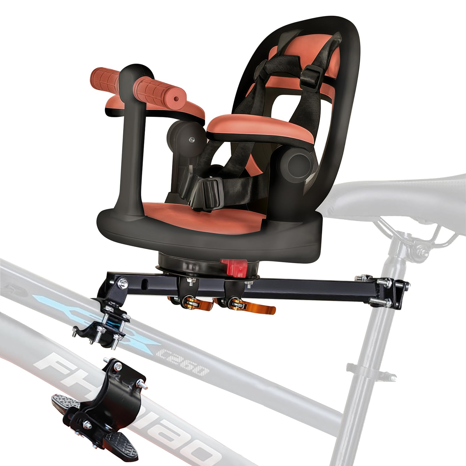Auvstar Kindersitz Fahrrad Vorne - 360° Drehbar, Mit Fußstützen & Sicherheitsgurt - Für Kinder 1-3 Jahre