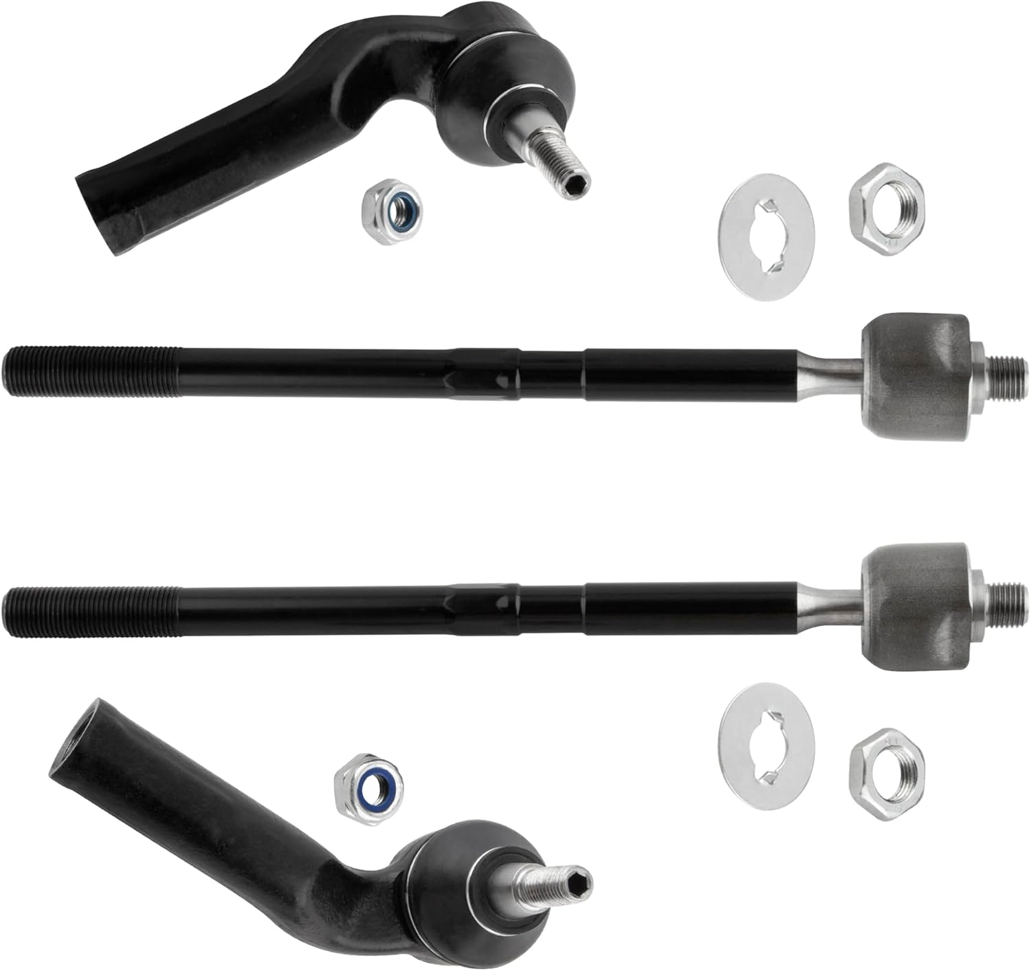 EV800898 ES800954 ES800955 Front Inner & Outer Tie Rod Ends Left & Right for Ford Focus 2012-2018 C-Max Escape 2013-2018 Transit Connect 2014-2018, Pack of 4