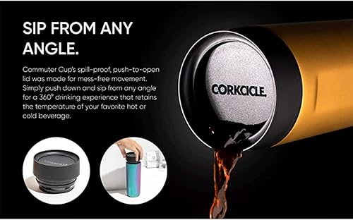 Miniatura 7 de Corkcicle Commuter Cup - Taza de café de viaje de acero inoxidable aislada de 17 onzas con tapa para sorber para bebidas frías y calientes, leopardo