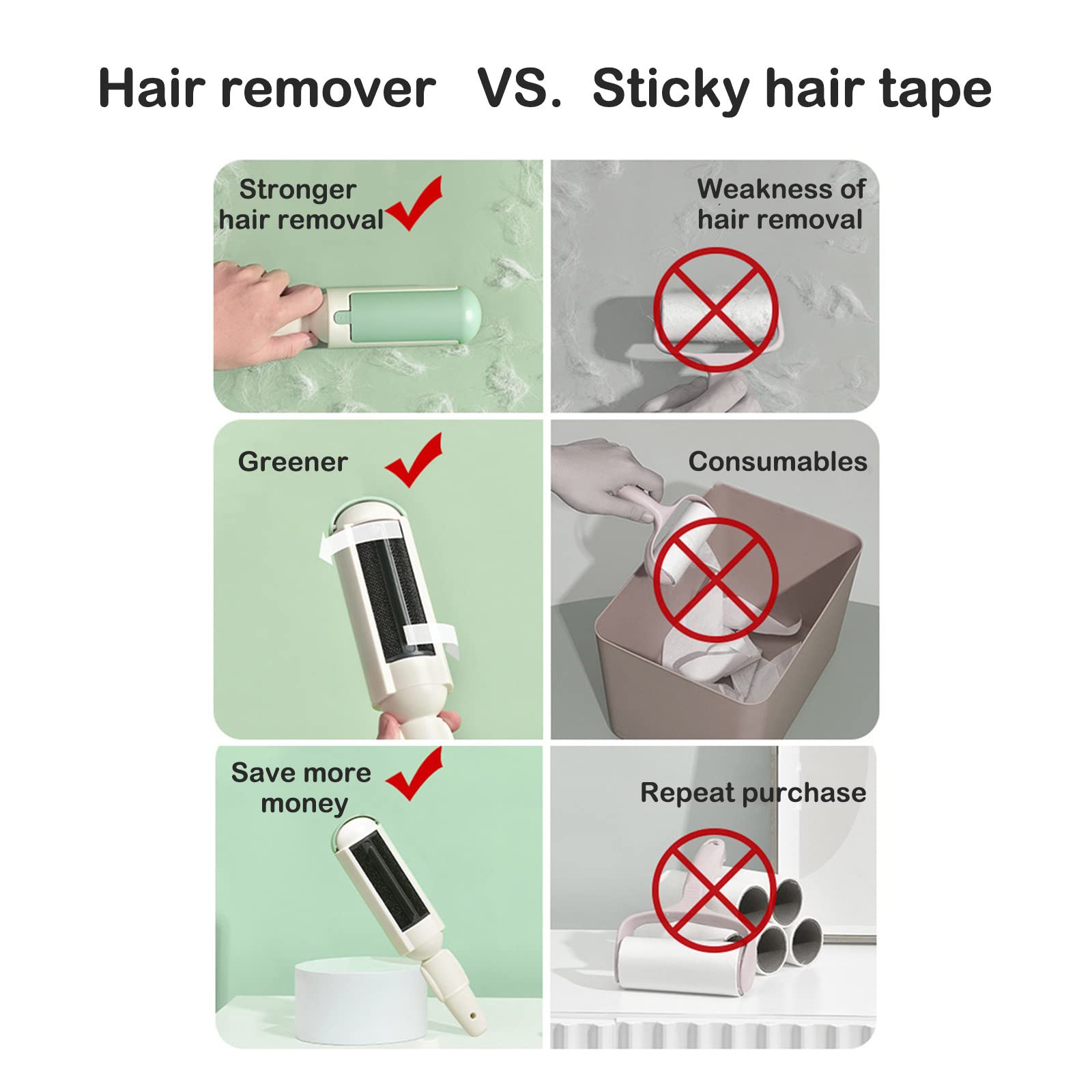 Pet Hair Remover Reusable pet Hair Remover Dog and cat Hair Remover for Sofas, Furniture, Carpets, car Seats with self-Cleaning Base Upgraded Animal Hair Remover Tool (White Green)