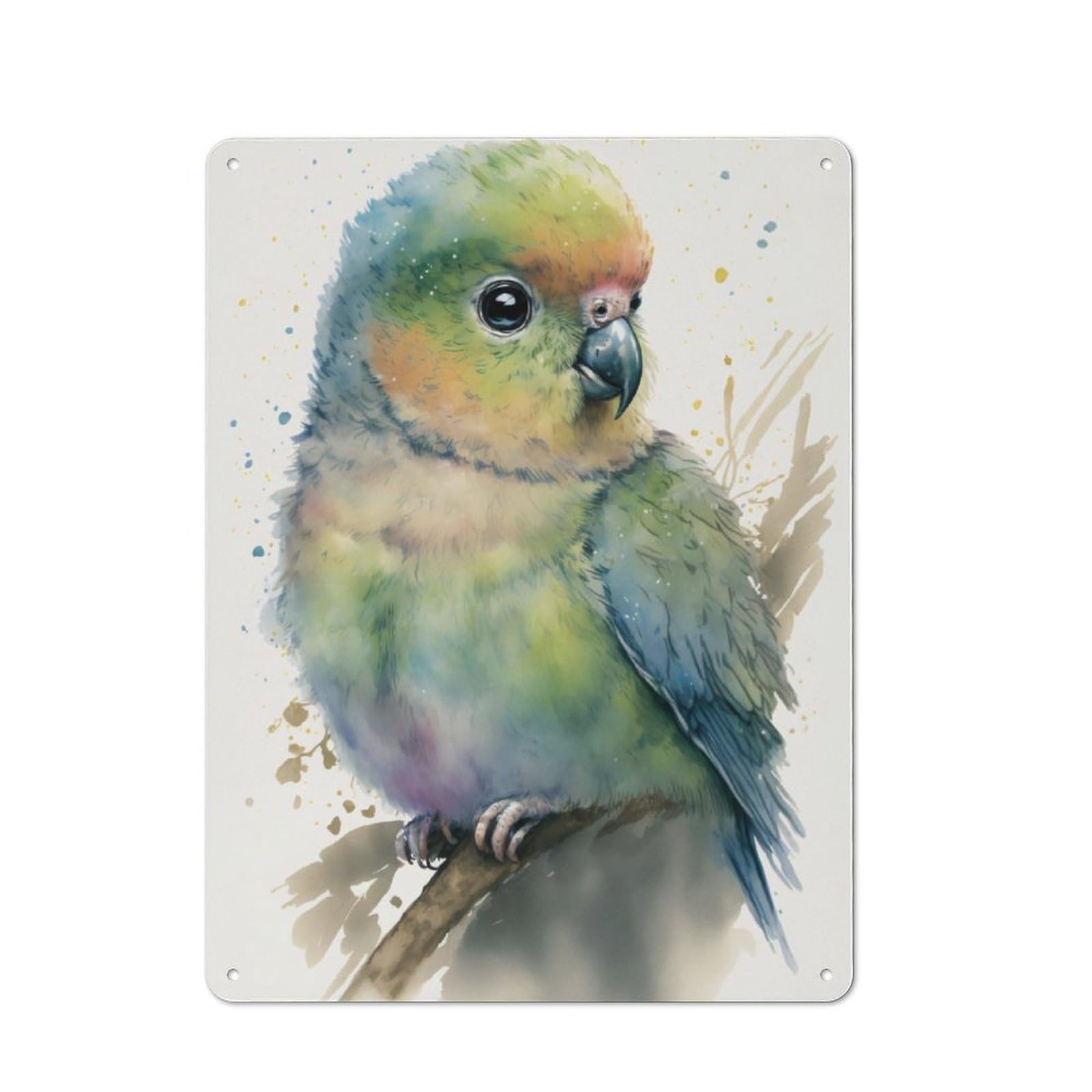 Junmoney Cute Baby Parrot Painting Tin Wall Plaque 40X30cm With For Living Room Wall, Gift For Feature Wall Decorators During The Christmas Season