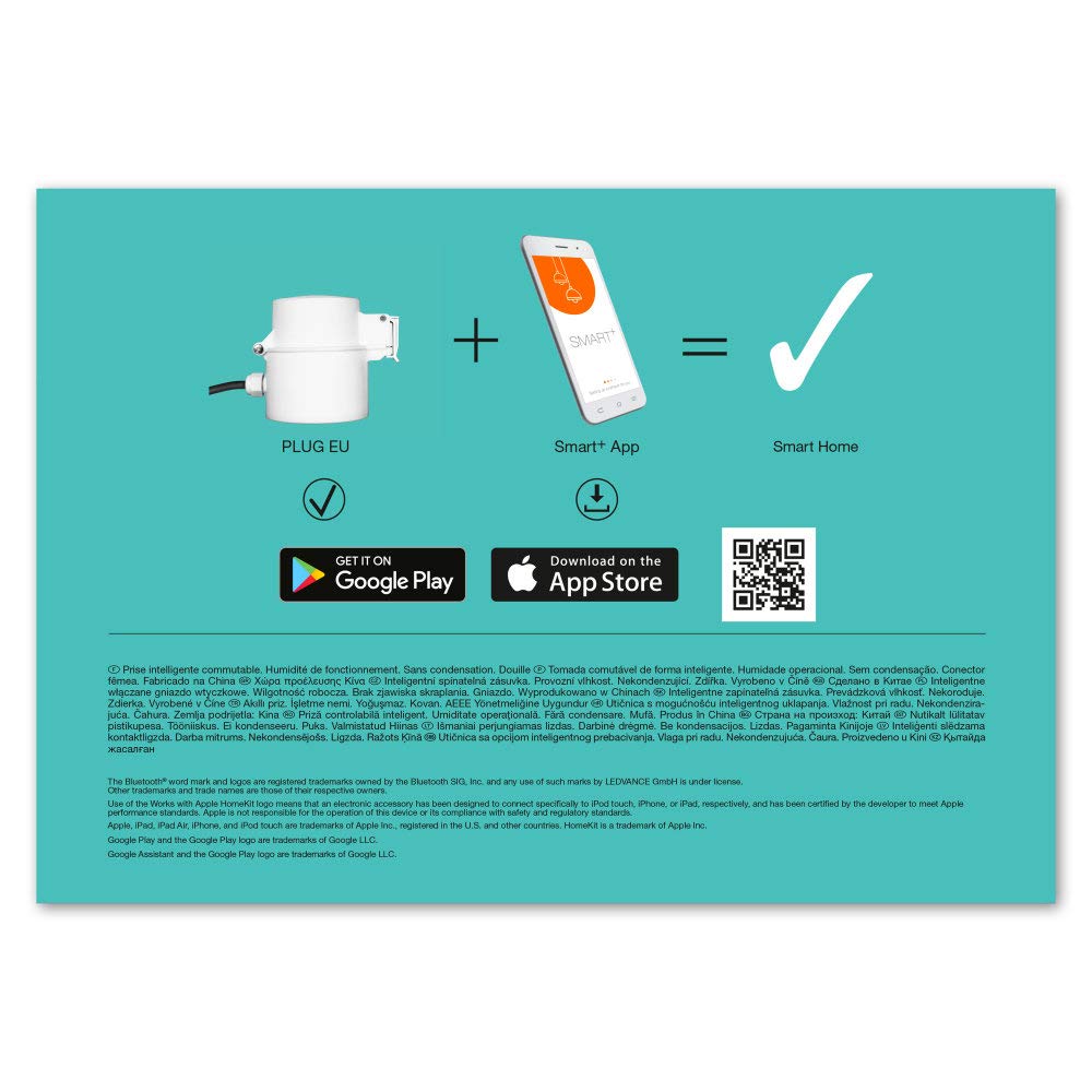 LEDVANCE Enchufe exterior inteligente con tecnología Bluetooth, Control por voz disponible a través de Apple Homekit, Asistente de Google, Amazon Alexa, IP44, paquete de 8