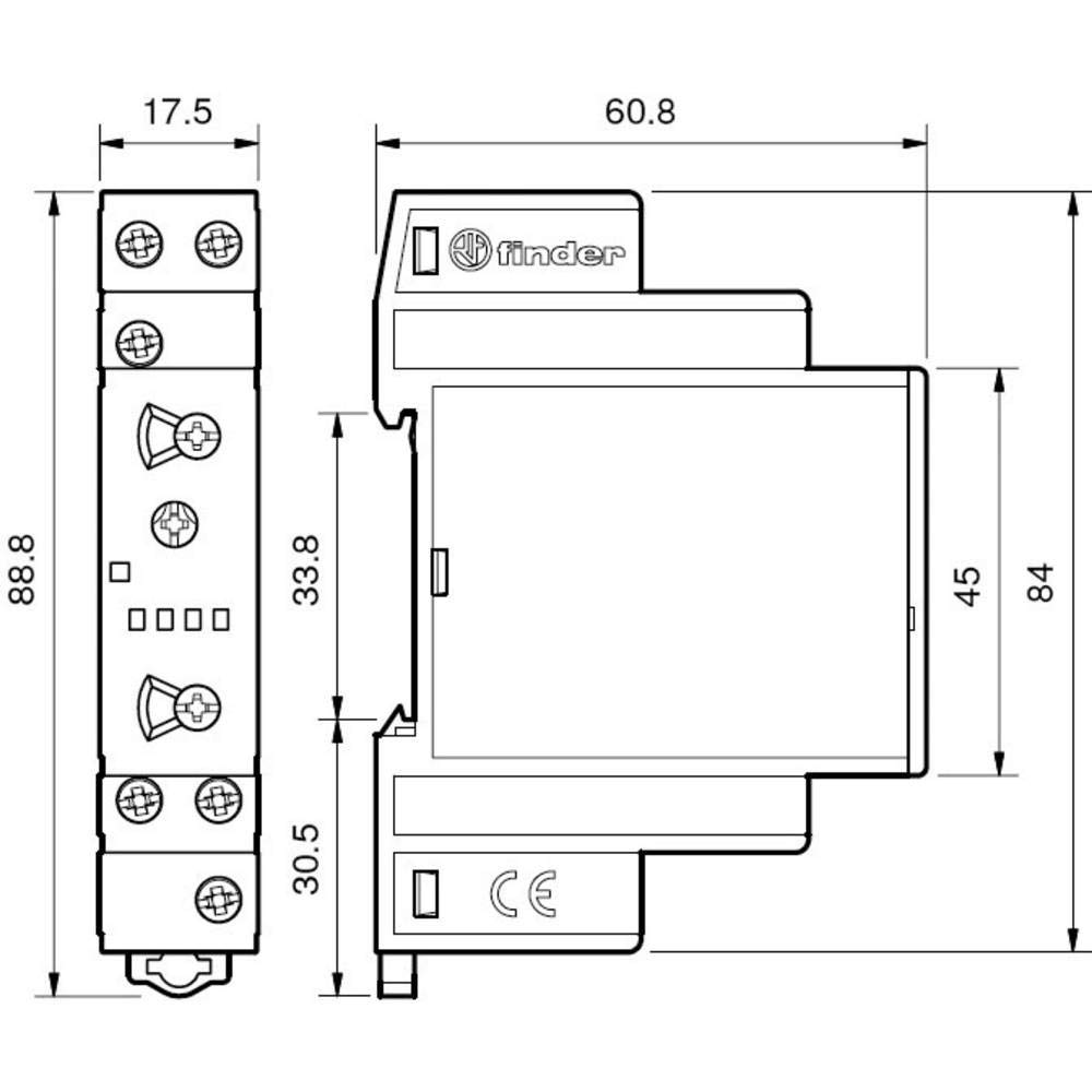 Finder 808202400000PAS - Relé temporizzato modulare avviamento stella-triangolo 2 NO 6 A da 12 a 240 Vac/dc 0,1 secondi a 20 min