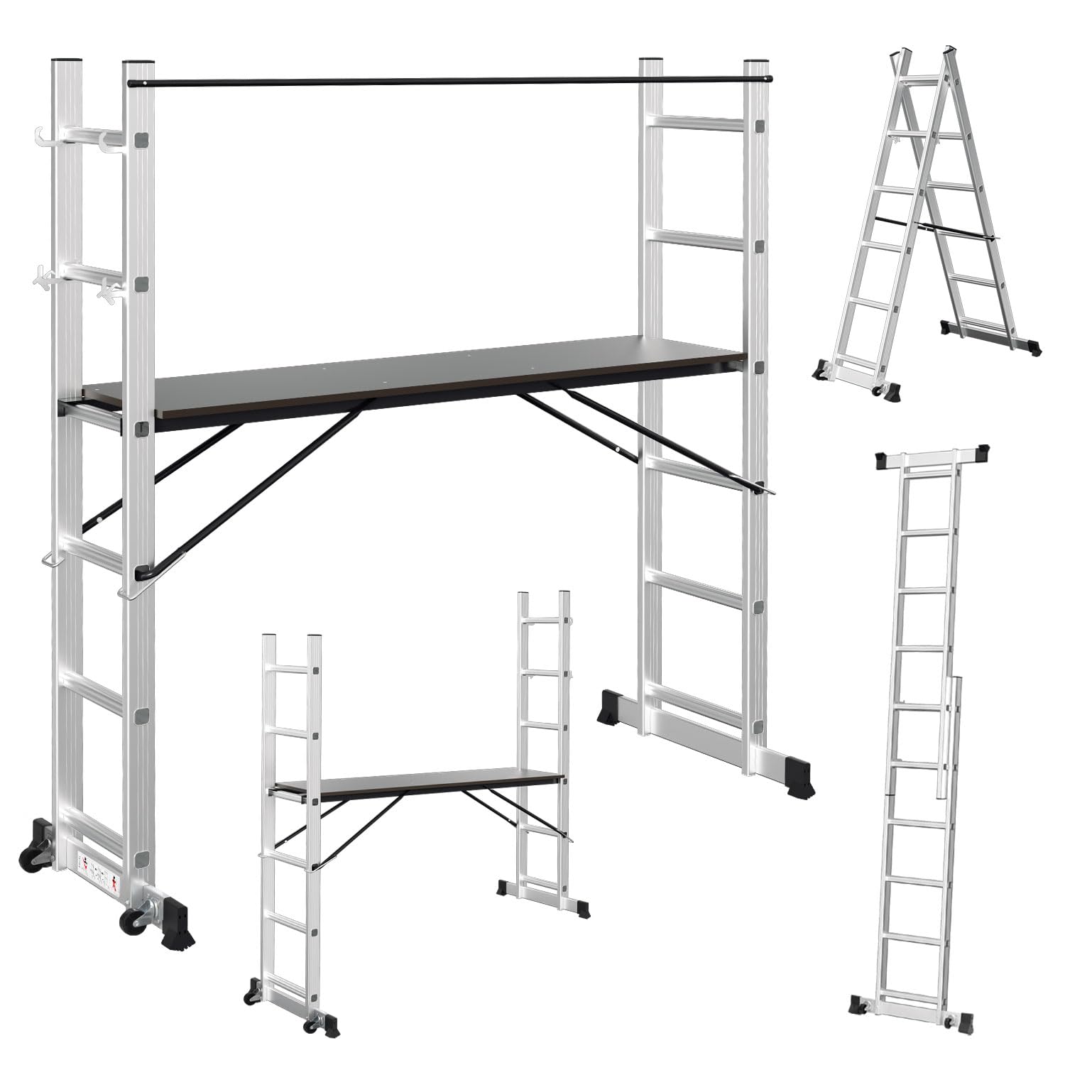 Andamio móvil de aluminio para pintar y reformas con escalera multiusos Gimisgu de 150 kg