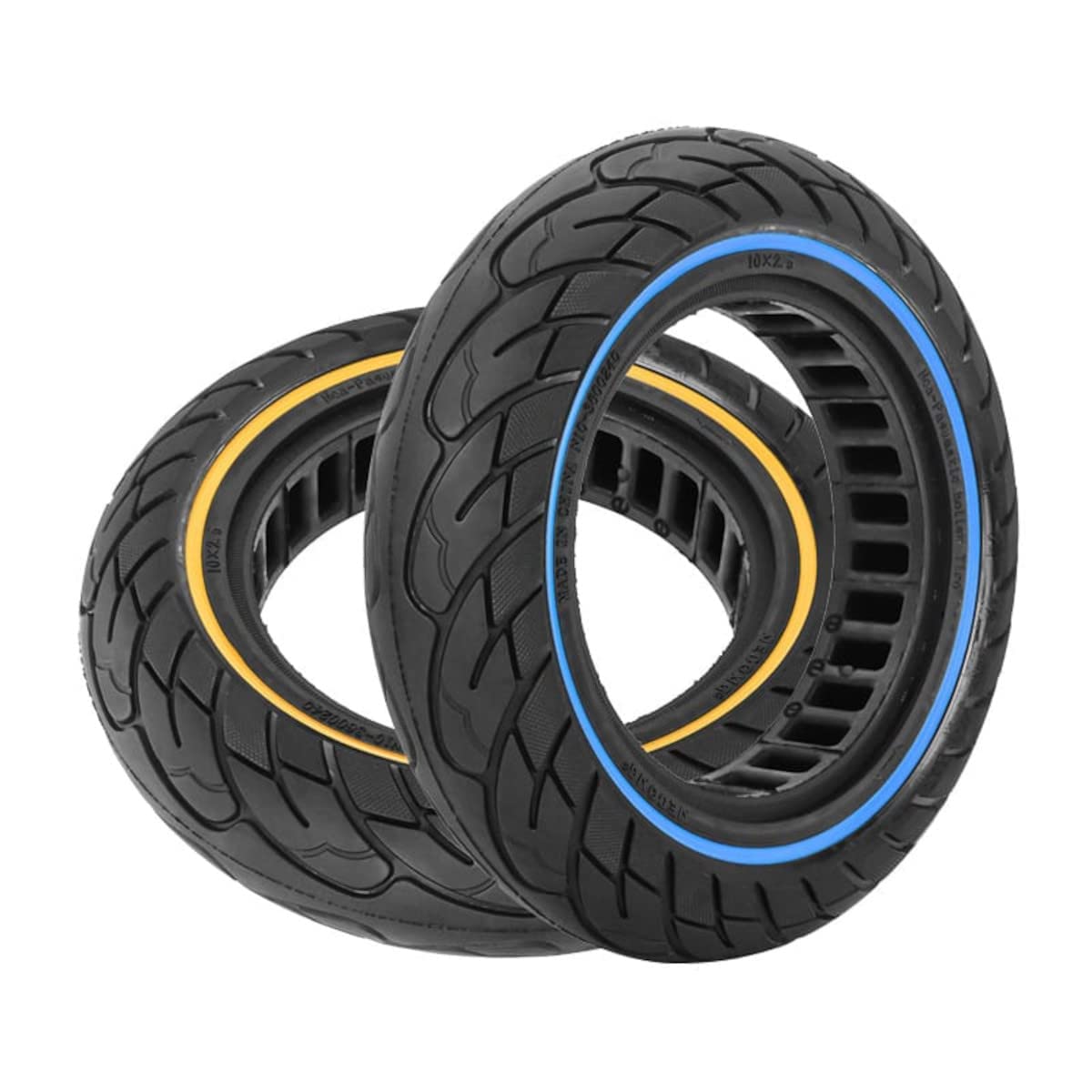 G.V.SHOP® Rueda Maciza 10x2.5 (36mm) para Patinete Eléctrico – Neumático Sólido Antipinchazos Compatible con Xiaomi, Ducati, Lexgo, Vivobike S2 60/70-6.5 (Azul 2pcs+Palanca) — view 8