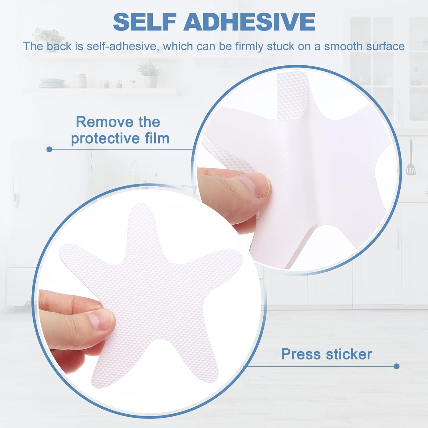 PATIKIL 12 Pcs Non Slip Bathtub Stickers, Anti Slip Shower Stickers with Scraper Bathroom Shower Floor Decals Star Shape Cute Treads Tubs, White