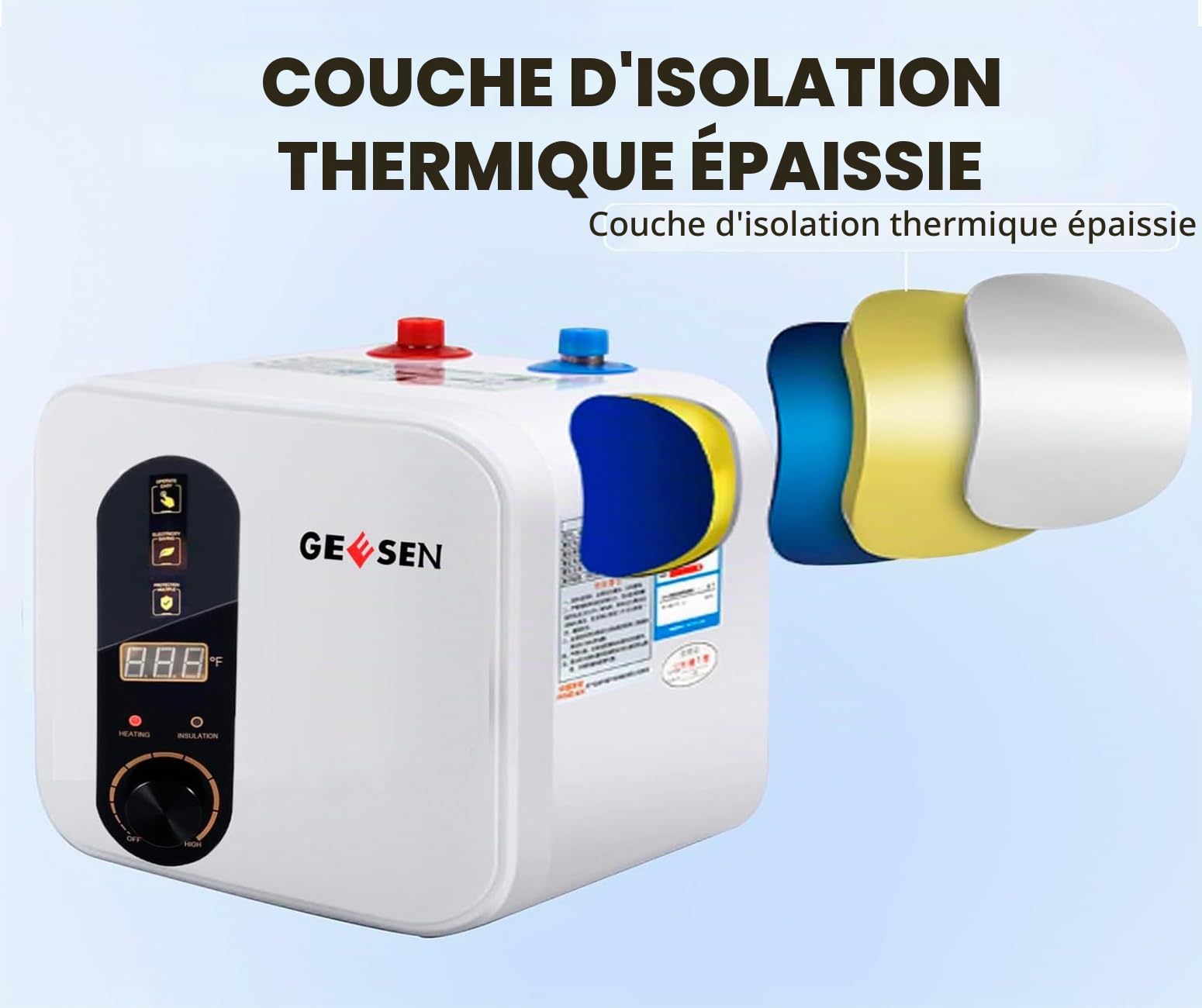 Chauffe-eau électrique de 10L, chauffe-eau de douche étanche pour remorque RV TR Endless, point d'utilisation compact, douche de salle de bain (10L), prise 220 V (White-10L-Mini2)