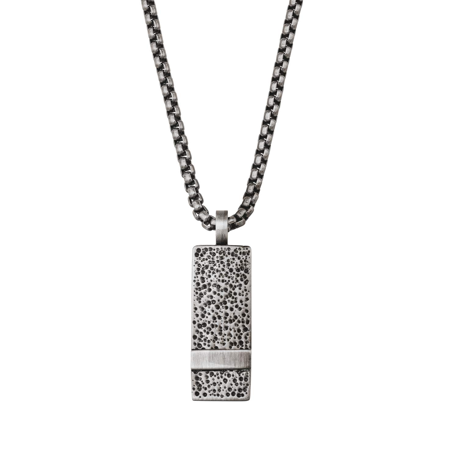 S.oliver Jewel Collana Uomo Pelle Acciaio Inox Ciondolo IN Argento BAR