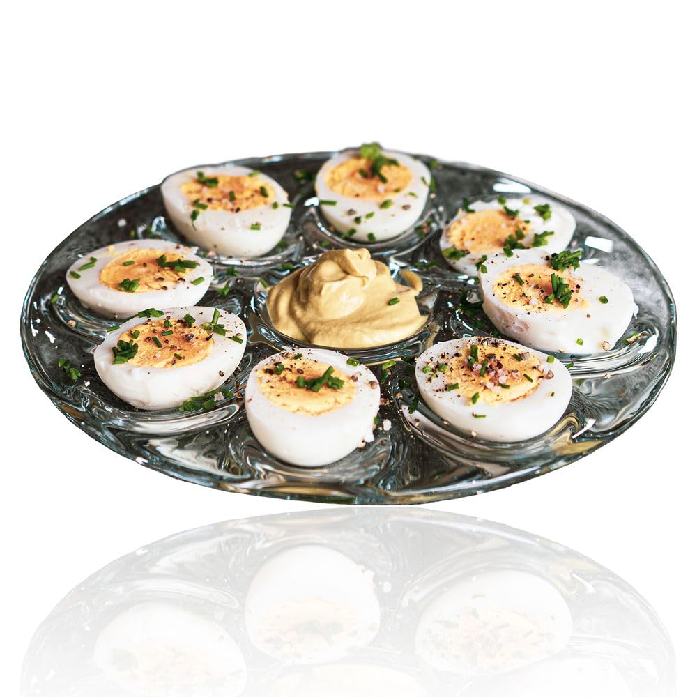 Formano - Piatto per uova per servire o come decorazione, con spazio per fino a 8 uova e una salsa, accattivante in ogni sala da pranzo, cucina e soggiorno