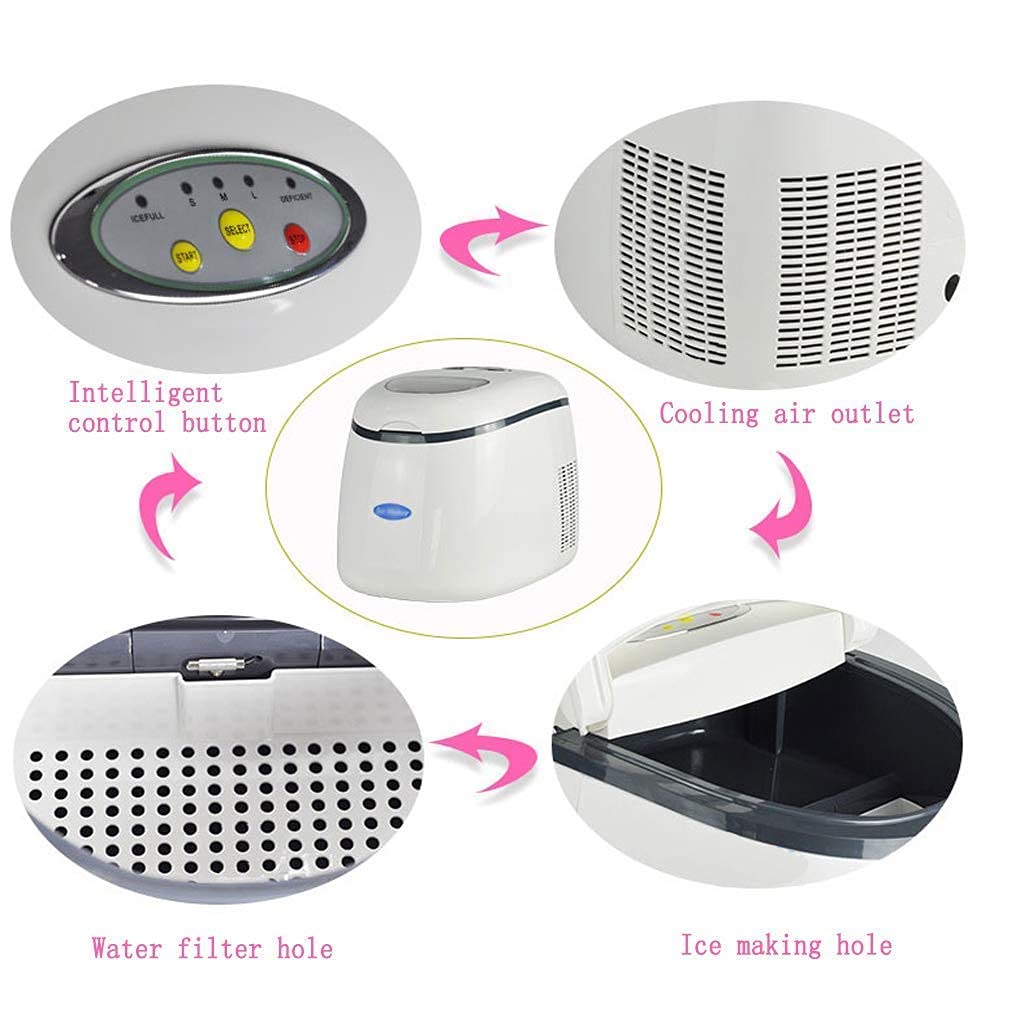 Ice Maker Machine Portable Counter Top Electric Ice Machine Silent Easy Operation 26Ibs(12Kg) Ice in 24 Hours Including Scoop and Water Cup qujunji