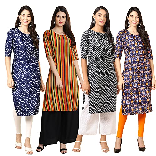 Image of Pinkmint Women's Crepe Digital Print Straight Kurta (RM-348-370-360-366)