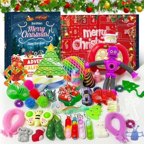 Fidget Toys Adventskalender 2025, 24 Tage Weihnachts Countdown Kalender,...