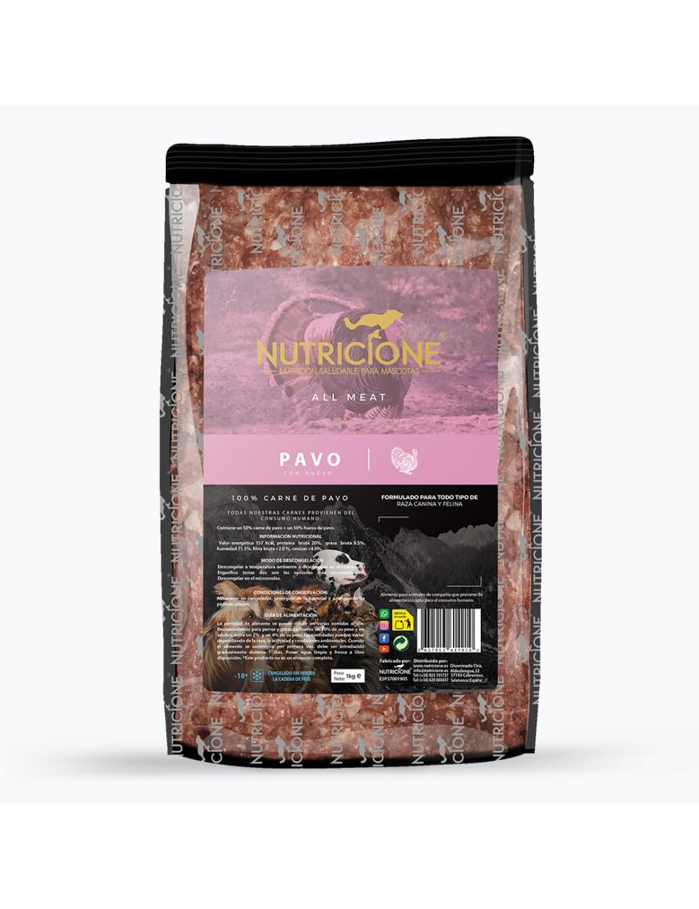 All Meat | Carne de Pavo para Perros y Gatos - 9kg Congelada (9 Paquetes de 1kg)