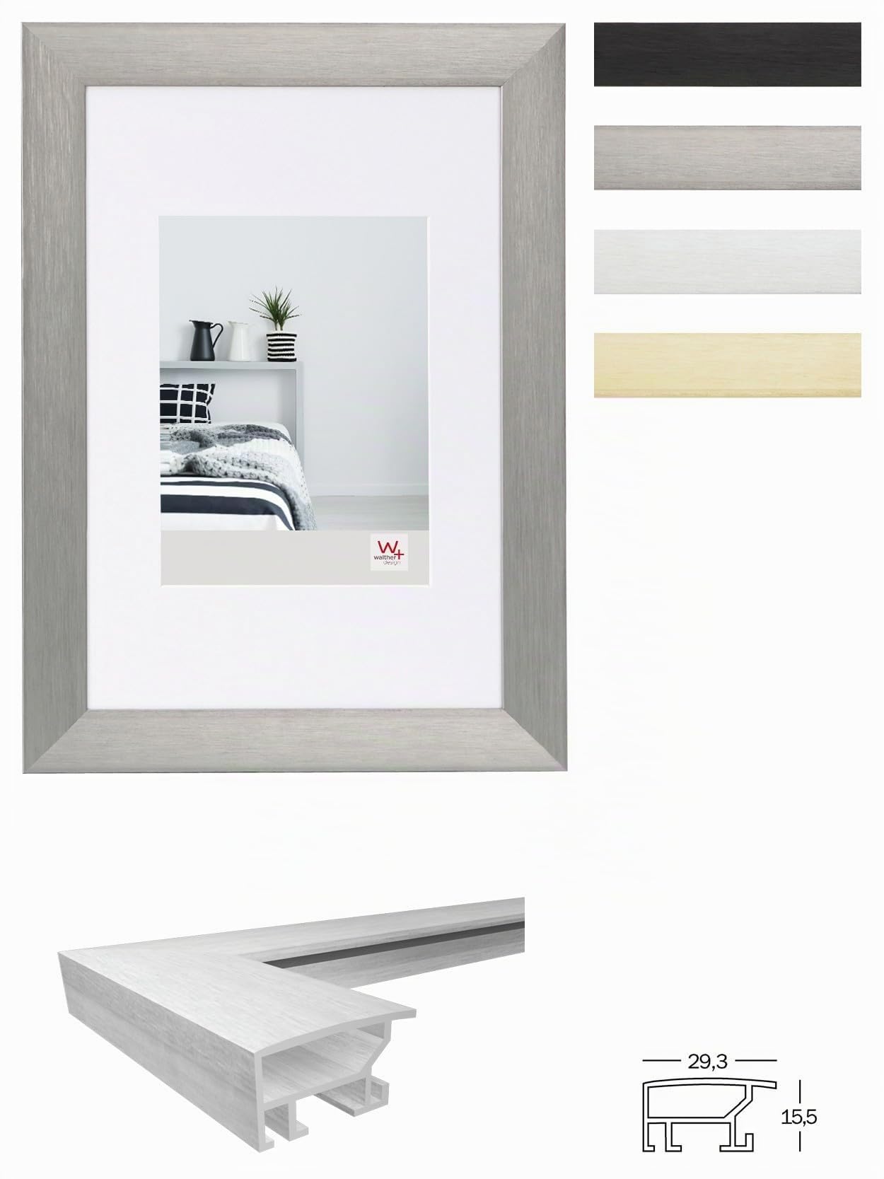 walther design Bilderrahmen silber 50 x 70 cm Aluminium Aluline AL070S