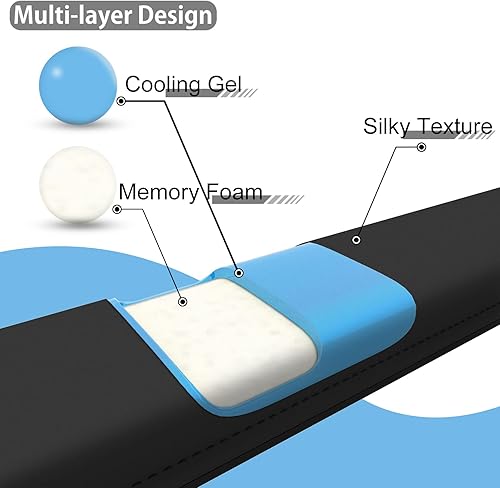 Miniatura 5 de Faluber Reposamuñecas de gel refrescante, 14.3 pulgadas de longitud para teclado sin teclado, reposamuñecas de espuma viscoelástica con almohadilla