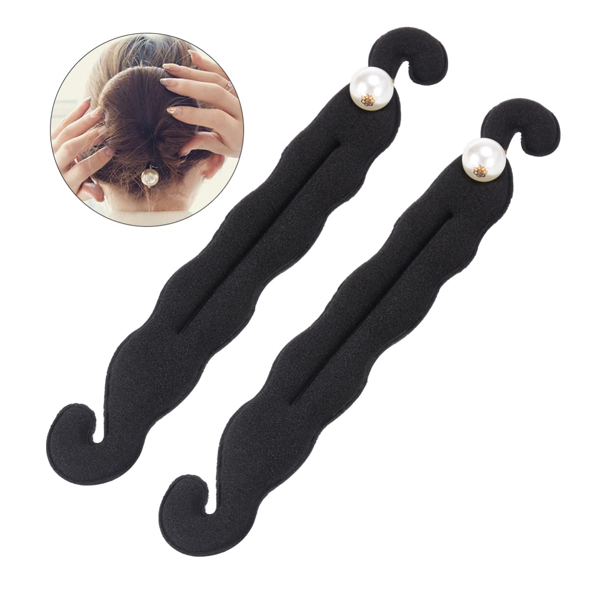 Lurrose Womens Hair Accessories Hair Bun Maker French Hair Fold Wrap Snap 2pcs Hair Styling Styler Ring Former Shaper Doughnut Donut Chignon Hair Curler Accessories Black Hair Donut