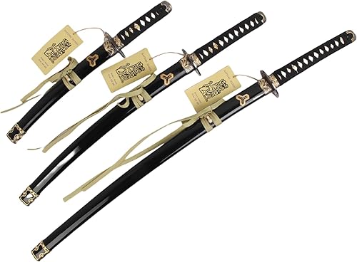 Miniatura 3 de Sword Valley Kill Bill - Juego de 3 piezas de espada samurái estilo película premium con soporte de exhibición de 3 niveles, vainas grabadas,