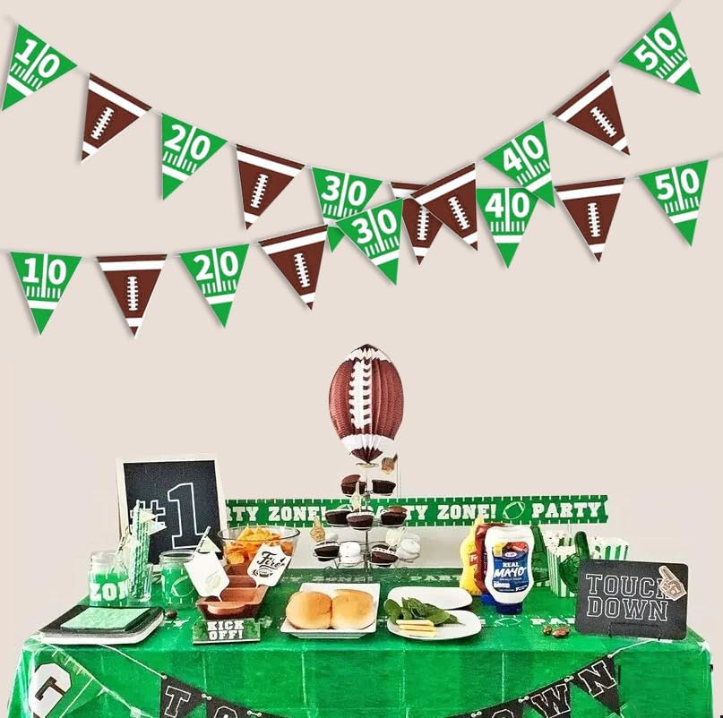 Miniatura 3 de Banderines de fútbol americano, banderines de fútbol, suministros de fiesta temática de fútbol, fútbol americano, triángulo, banderines para