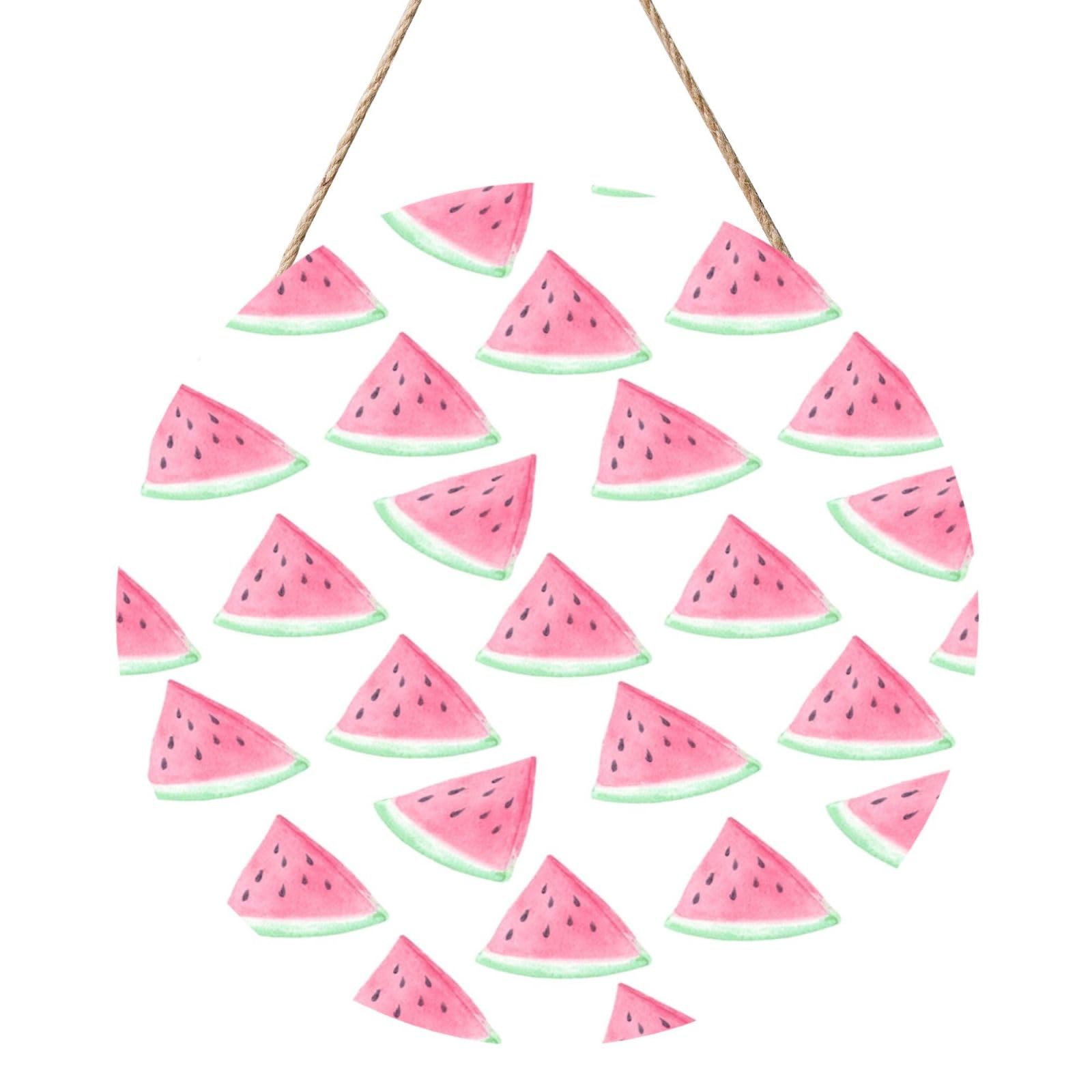 InOmak Watermelons Fruit Pattern, Round Wood Panel Painting 12 in, Wall Hanging Painting For Home