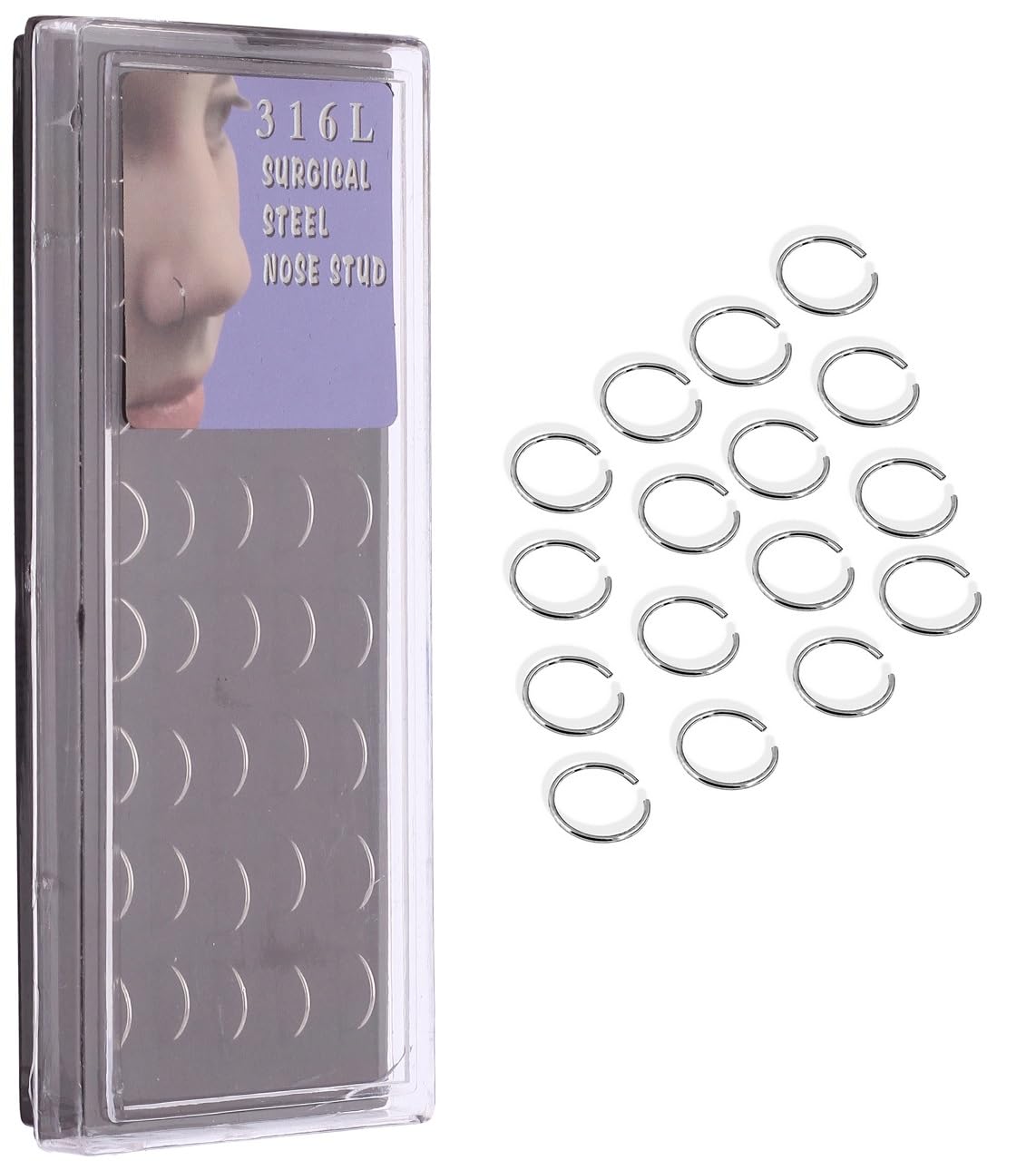 THANUS CRAFT Piercing Silver Nosering Thin Nose Hoop Ring Round Septum Nose pin Stud for Pierced Nose (25pcs/box - Size 8x0.5mm Nosepin) (B0BH55ZT7M) Amazon Price History, Amazon Price Tracker