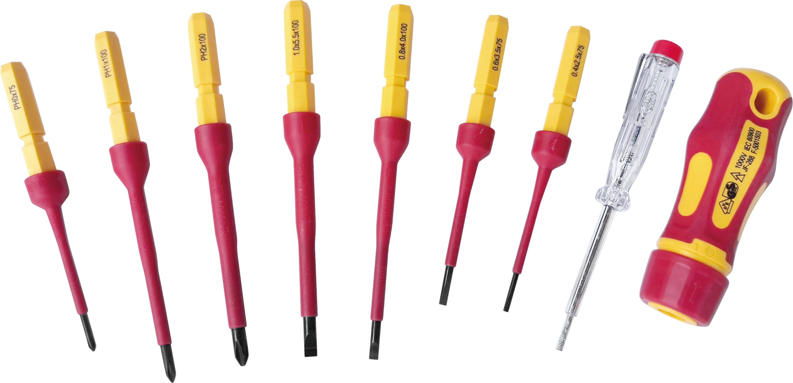 Hilka Red 34489009 9 Pce Vde Quick Blade Electricians Screwdriver Set